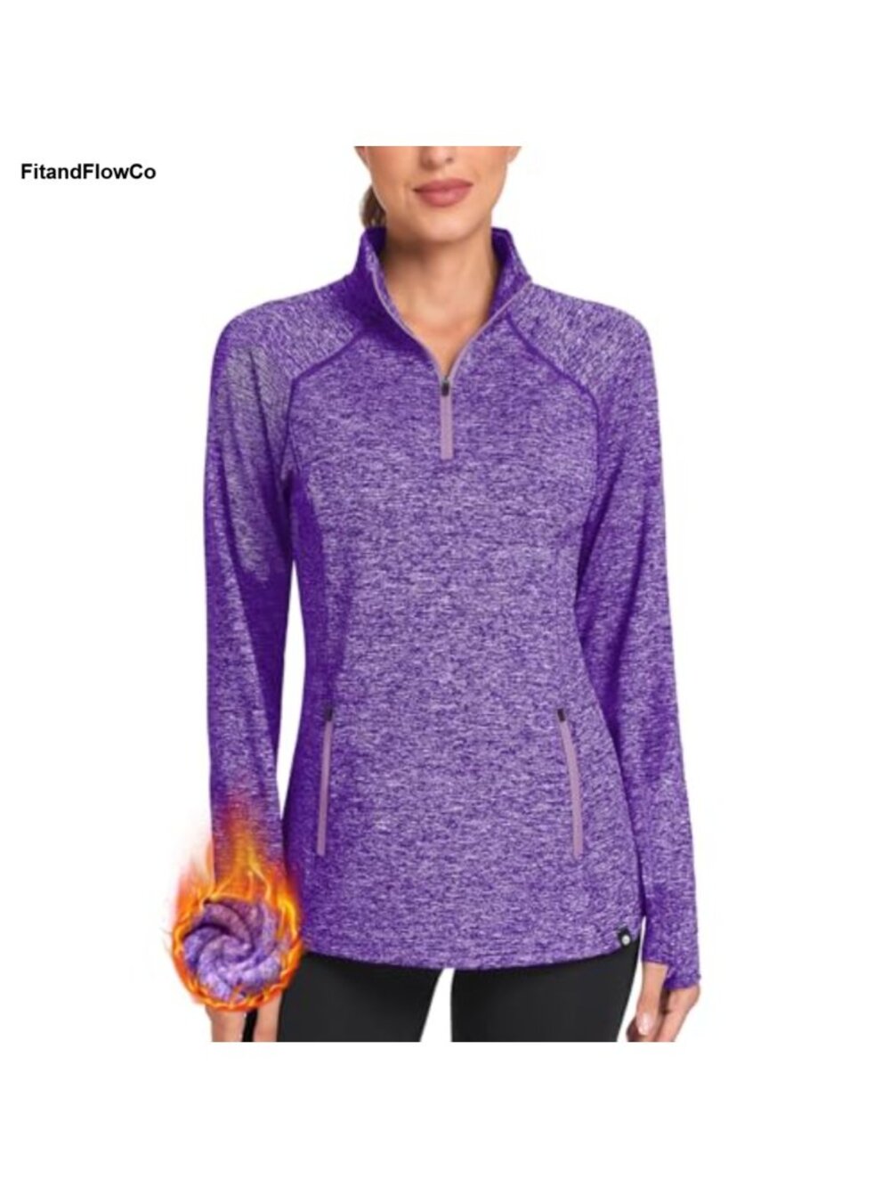 Thermal Fleece Half Zip Pullover Mock Neck Thumbholes Running Jacket